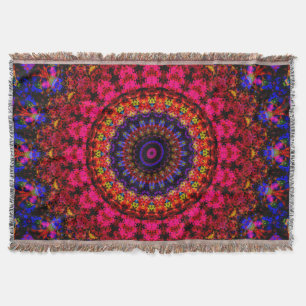 Manta De etnia rosa y azul Damask mandala kaleidoscopio
