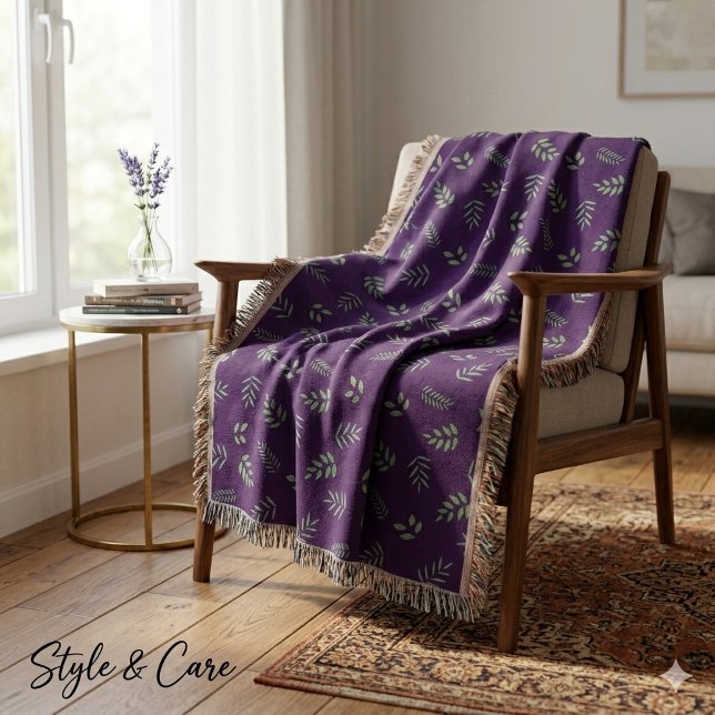 Manta de felpa con estampado de hojas elegante: ma (Elegant Leaf Print Fleece – Cozy & Stylish Blanket)