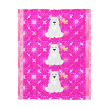 Manta de felpa floral rosa de oso polar lindo