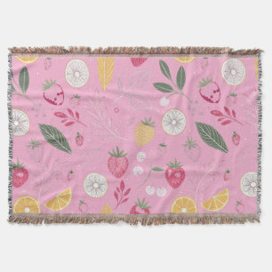 Manta de felpa rosa de fresa y floral