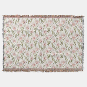 Manta de flores de orquídea pastel blush