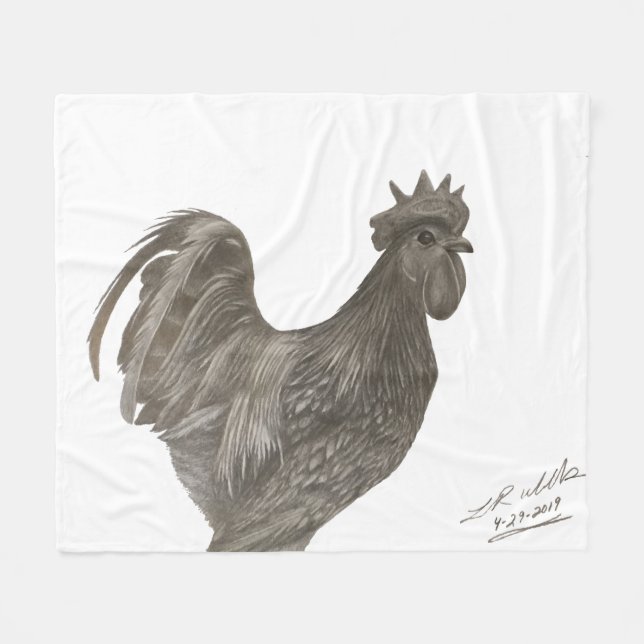 Manta de gallo de Ayam Cemani por Laurene Wells (Frente (Horizontal))
