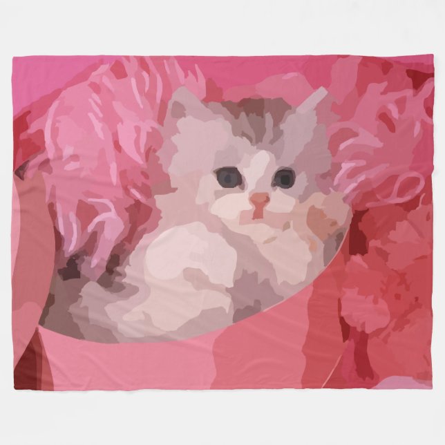manta de gatito rosa y esponjoso (Frente (Horizontal))