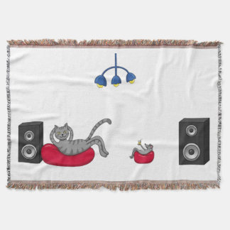 Manta de gato y ratón relajados escuchando música