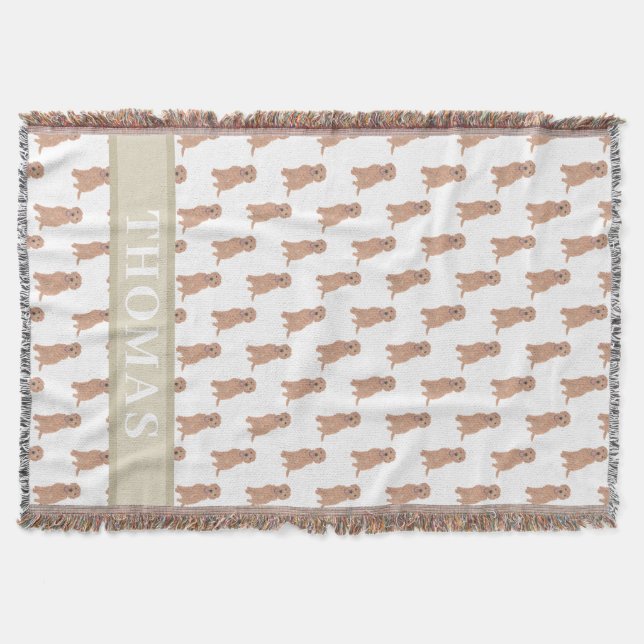 Manta de Golden Doodle personalizada con albaricoq (Anverso)