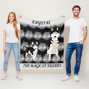 Manta de Huskies con nombre personalizado.