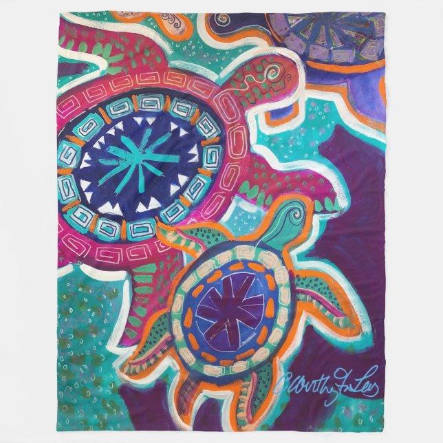 manta de la tortuga 60x80 con el arte aborigen (Anverso)