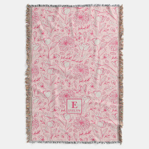 Manta de lanzamiento de flor silvestre rosa monogr