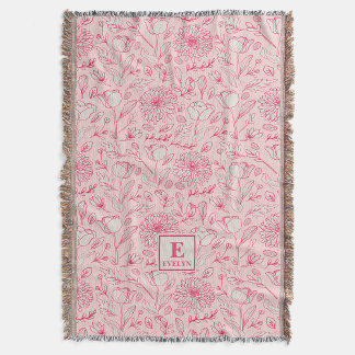 Manta de lanzamiento de flor silvestre rosa monogr