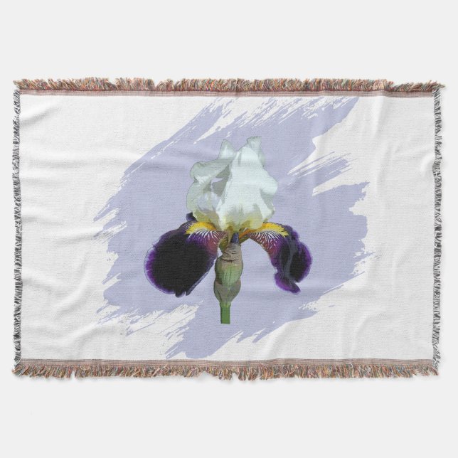 Manta de lanzamiento de Iris púrpura y blanco (Anverso)