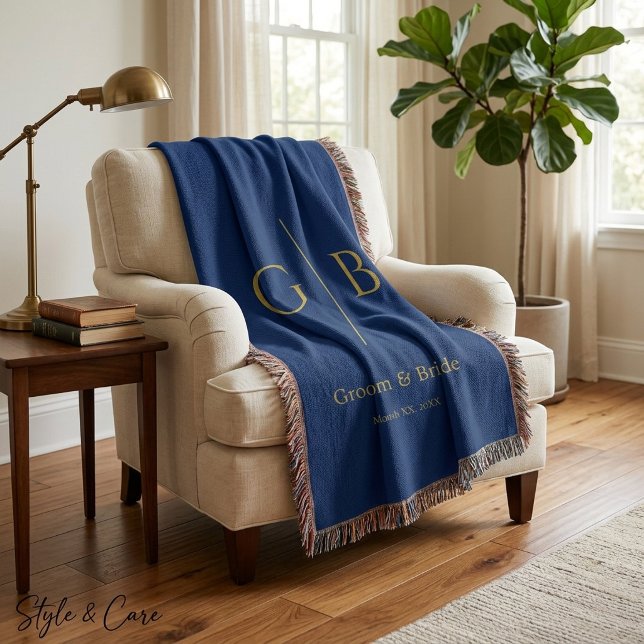Manta de lanzamiento naval elegante para favores d (Stylish Navy Throw Blanket for Wedding Favors)