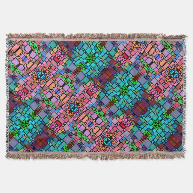 Manta de mosaico geométrico colorido (Anverso)