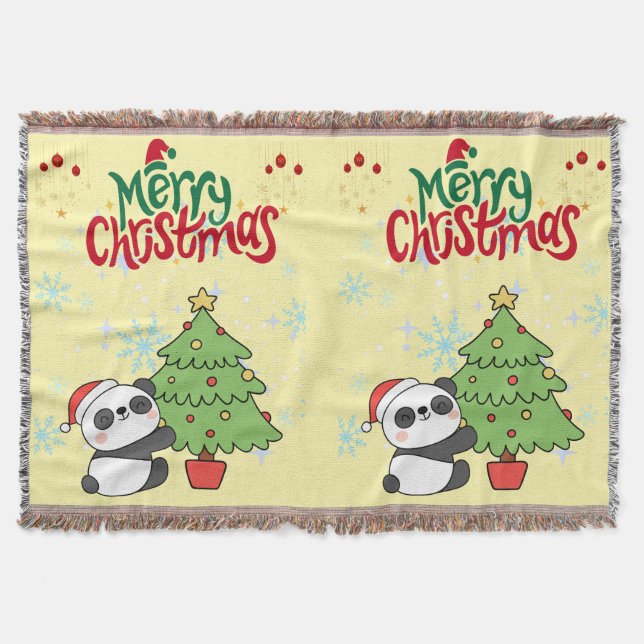 manta de Navidad alegre panda lindo (Anverso)