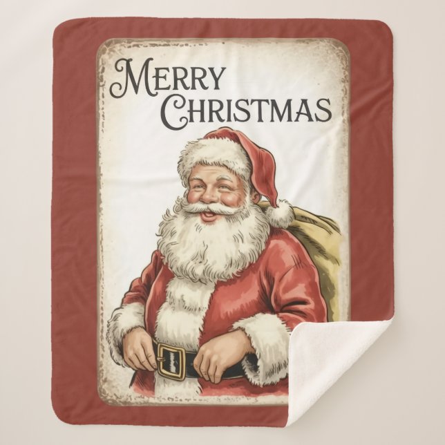 Manta de Navidad Alegre Santa Sherpa (Anverso)
