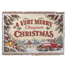 Manta de Navidad de Camioneta Roja Granja Vintage