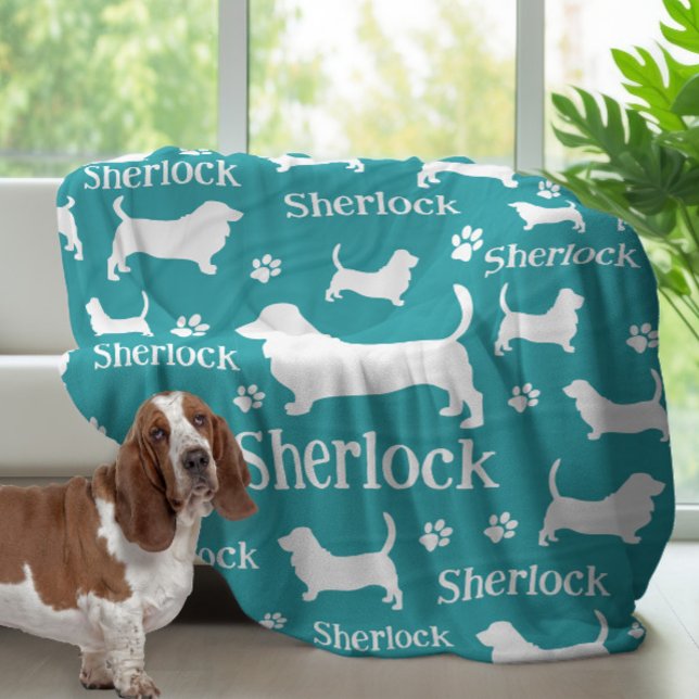 Manta de perro personalizada de la hebilla del Bas (Basset hound blanket)