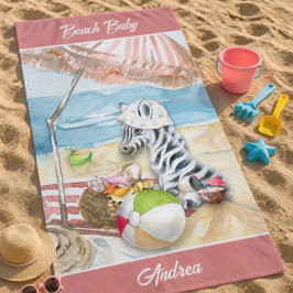 Manta de playa personalizada Baby Zebra