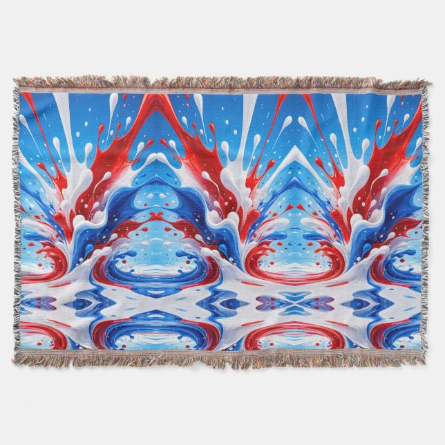 Manta de Salpicaduras de Rojo Blanco y Azul (Anverso)