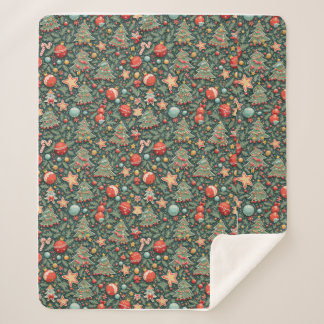 manta de sherpa con motivos de navidades