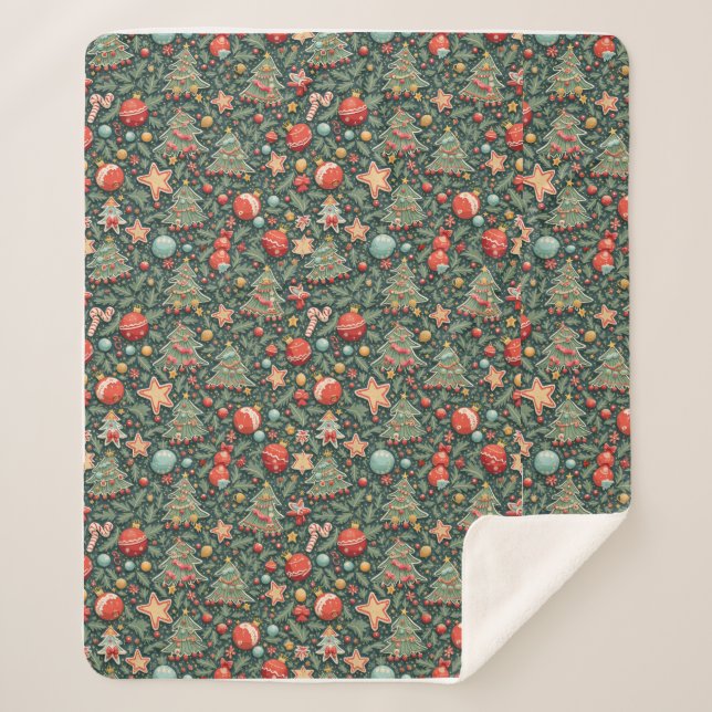 manta de sherpa con motivos de navidades (Anverso)