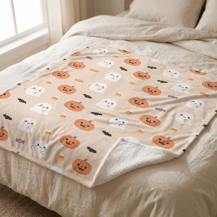 Manta de Sherpa de Halloween Kawaii
