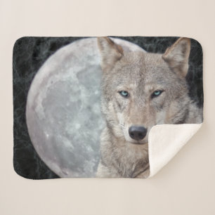 Manta de Sherpa de la luna del lobo
