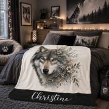 Manta de Sherpa de Lobo Personalizada