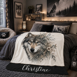 Manta de Sherpa de Lobo Personalizada
