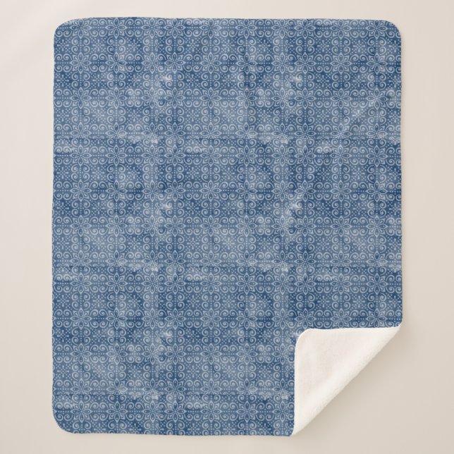 Manta de Sherpa del batik del añil (Anverso)