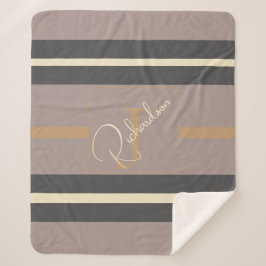 Manta de Sherpa Moderna Neutra Chic con Raya Dorad