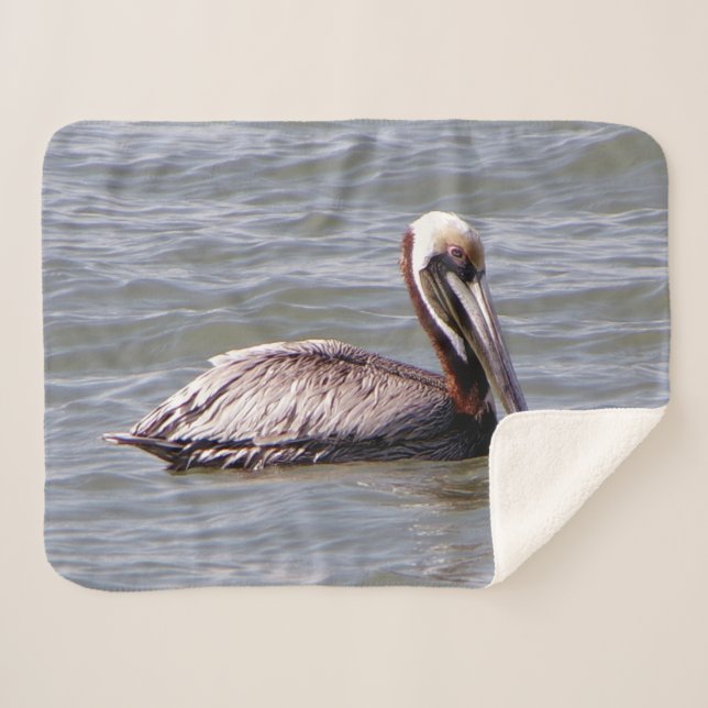 Manta de sherpa pelicana marrón (Anverso (horizontal))