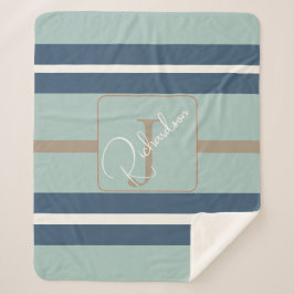 Manta de Sherpa Personalizada Azul Menta Tan con M