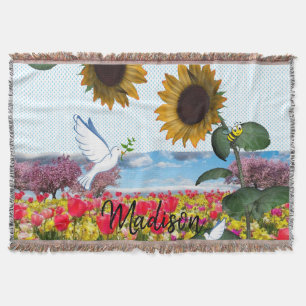Manta de Tirar Abejorro de Girasol Paloma Blanca