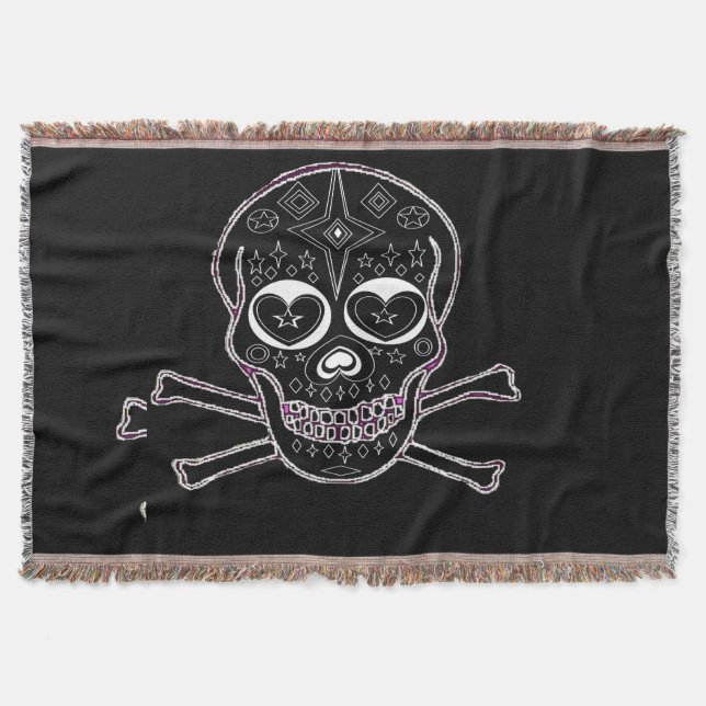 manta de tiro blanco y negro del candyskull (Anverso)