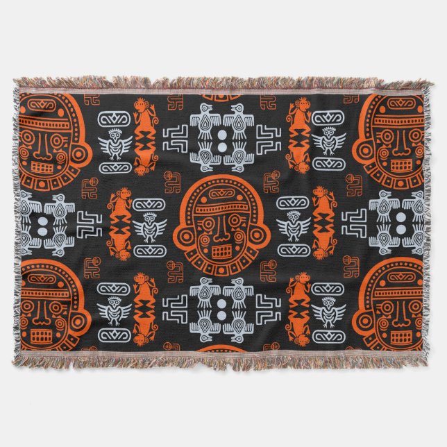 Manta decoración de hogar azteca inca (Anverso)