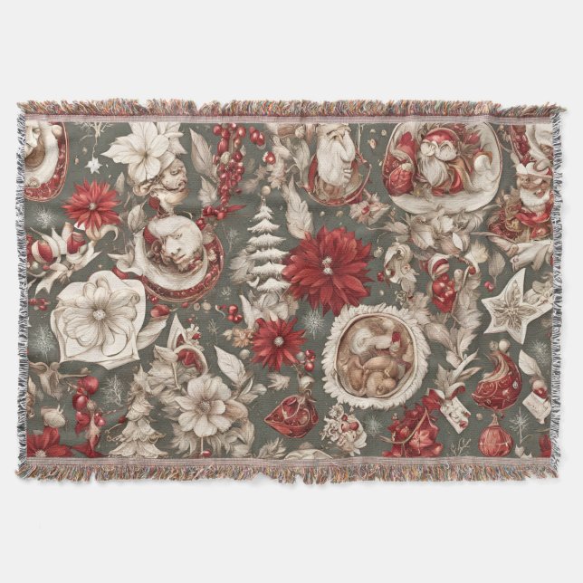 Manta decoración navideña de cuento de hadas, flores (Anverso)