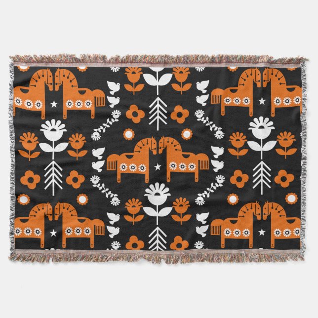Manta Decoración nórdica del hogar del caballo de datos (Anverso)