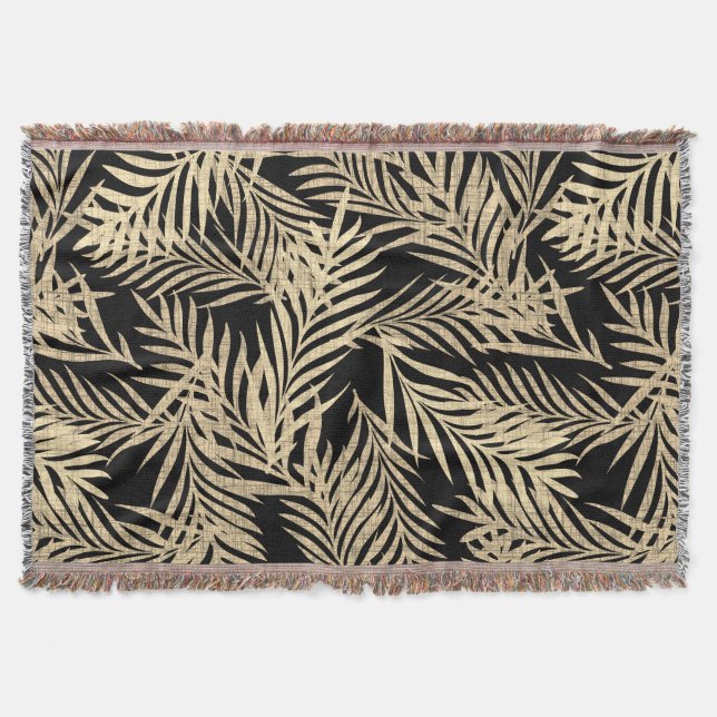 Manta decorativa tropical boho acogedora. Hoja de  (Anverso)