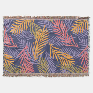 Manta decorativa tropical boho acogedora. Hoja de