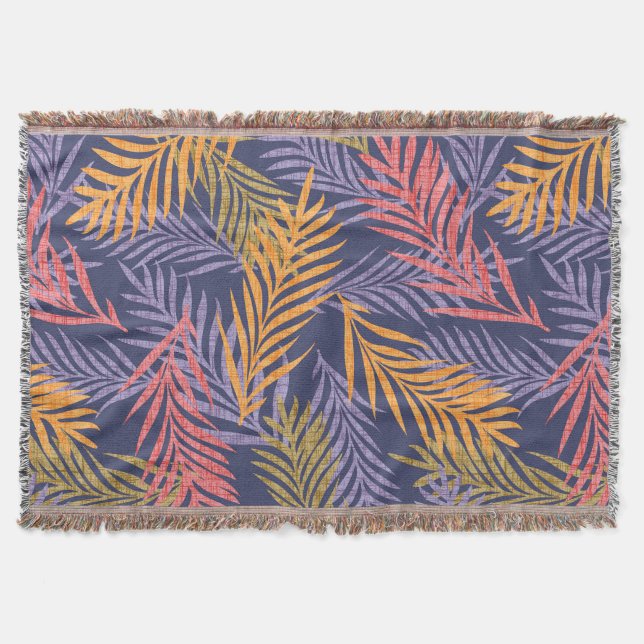 Manta decorativa tropical boho acogedora. Hoja de  (Anverso)