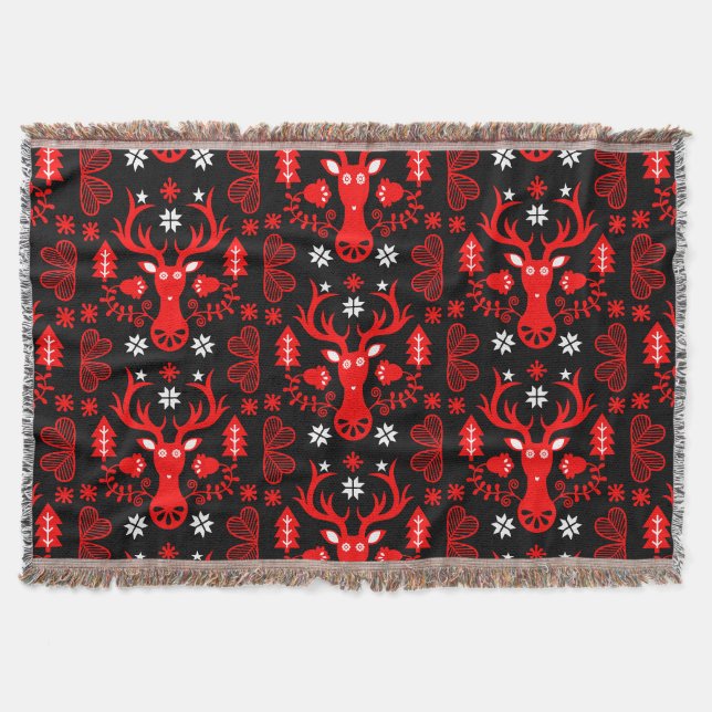 Manta Deer de Navidades rojos escandinavos (Anverso)