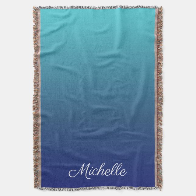 Manta Degradado sombrío azul personalizado (Frente vertical)