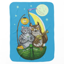 Manta del bebé del búho y del minino