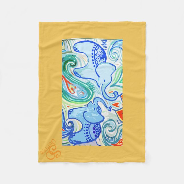 Manta del elefante indio de la mamá y del bebé (Anverso)