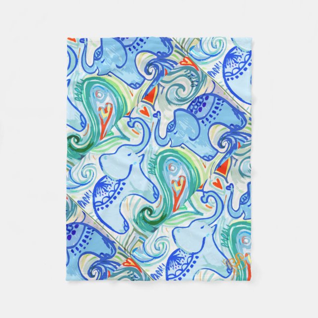 Manta del elefante indio de la mamá y del bebé (Anverso)