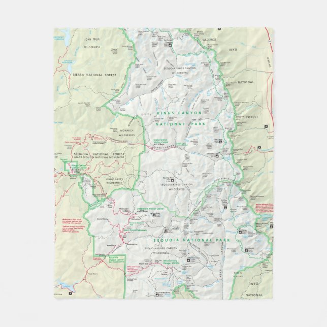 Manta del mapa de la secoya/de reyes Canyon (Anverso)
