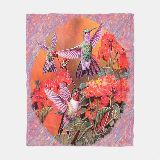 Manta del paño grueso y suave de 3 colibríes (Anverso)