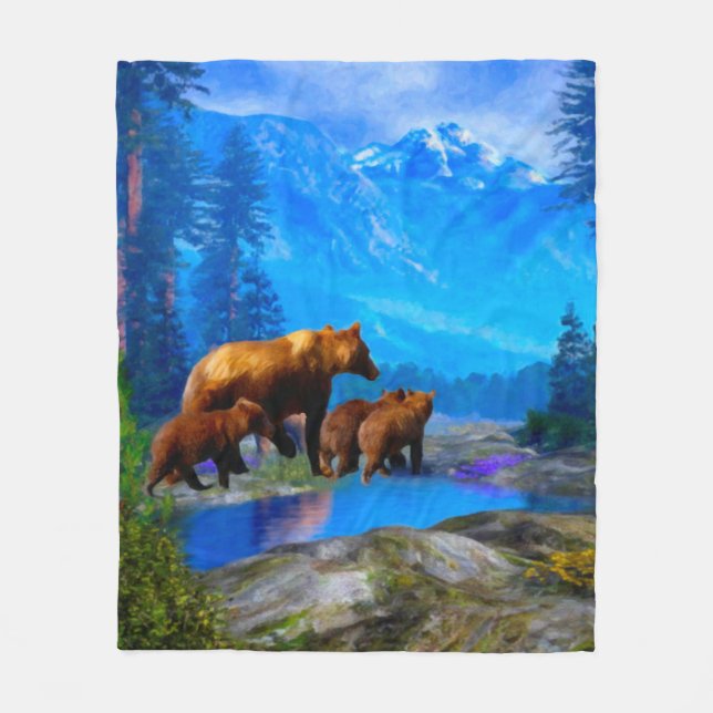 Manta del paño grueso y suave de los osos grizzly (Anverso)