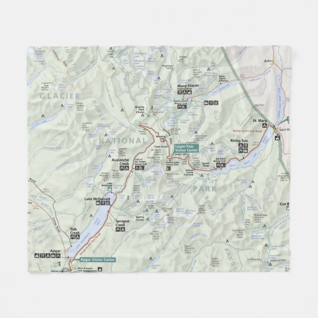 Manta del paño grueso y suave del mapa del glaciar (Frente (Horizontal))