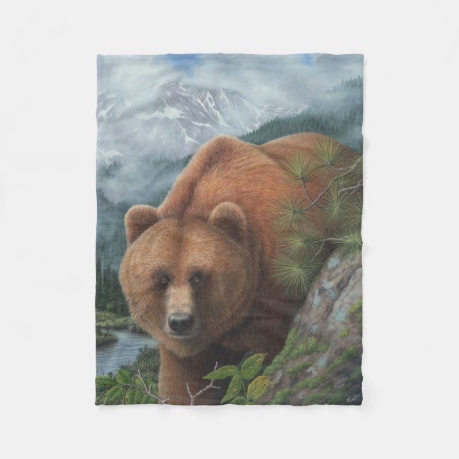 Manta del paño grueso y suave del oso grizzly (Anverso)